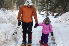 Jason snowshoeing with daughter